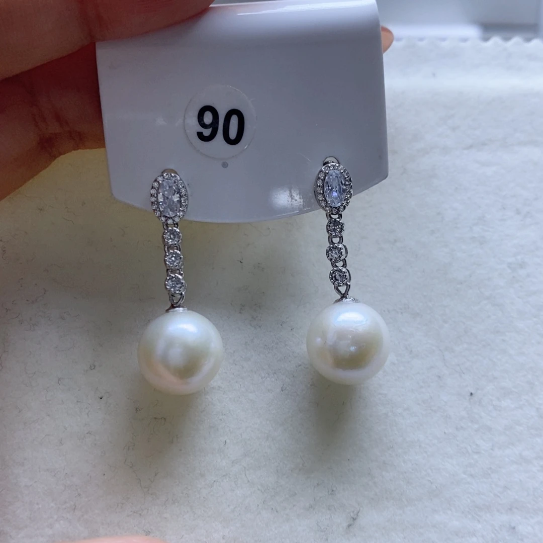 淡水珍珠耳饰银S925镶嵌