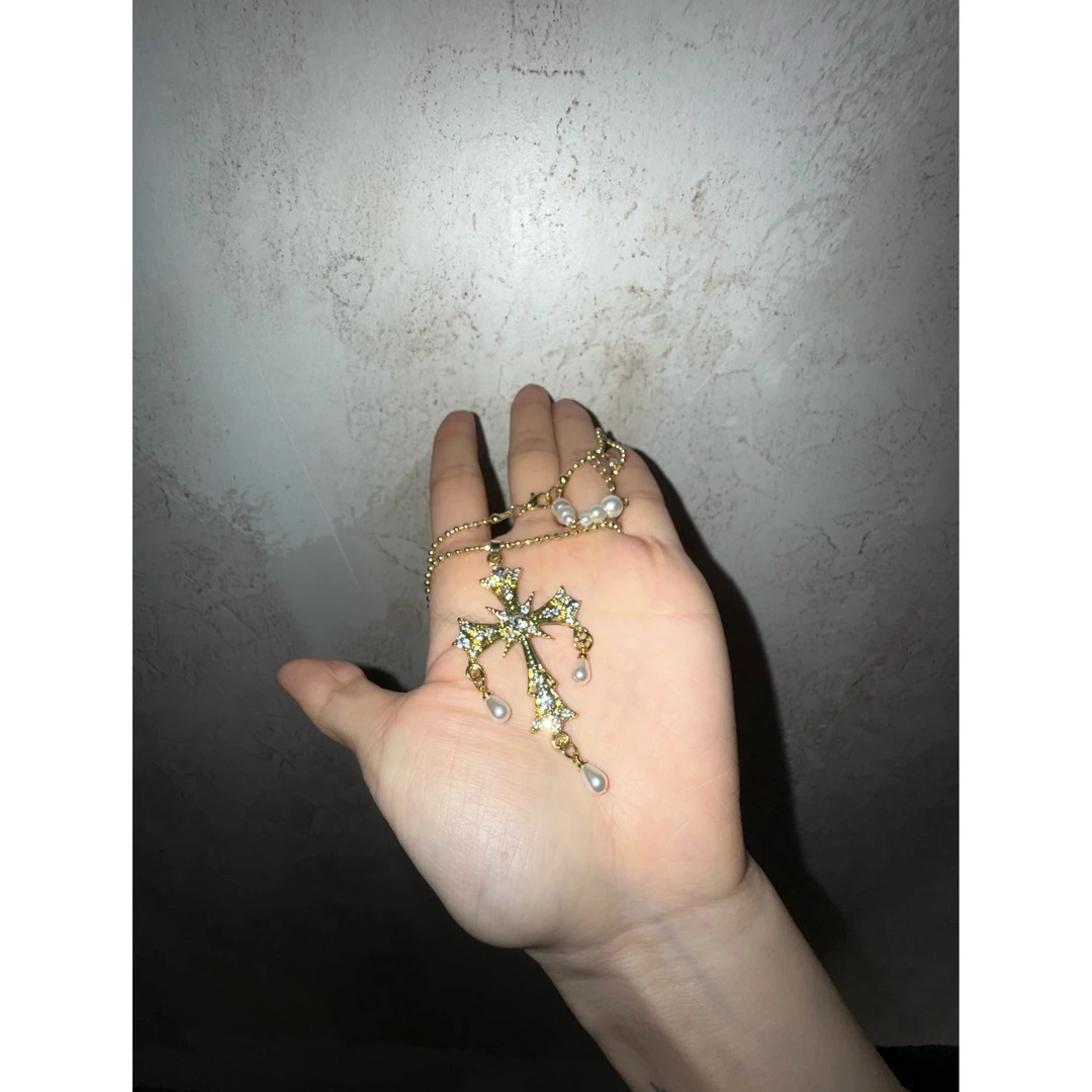 合金仿珍珠项链 Fearless”满满*轻奢小公主长款镶钻叠戴多层项链