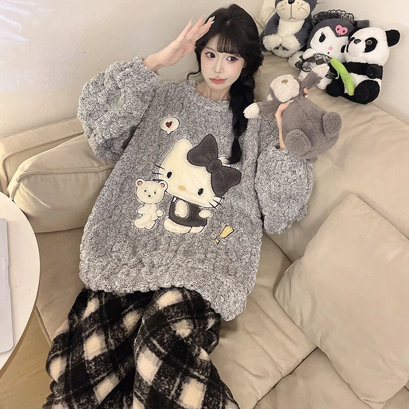 珊瑚绒睡衣女款爆款2025新款秋冬季加绒加厚加大码胖mm家居服套装