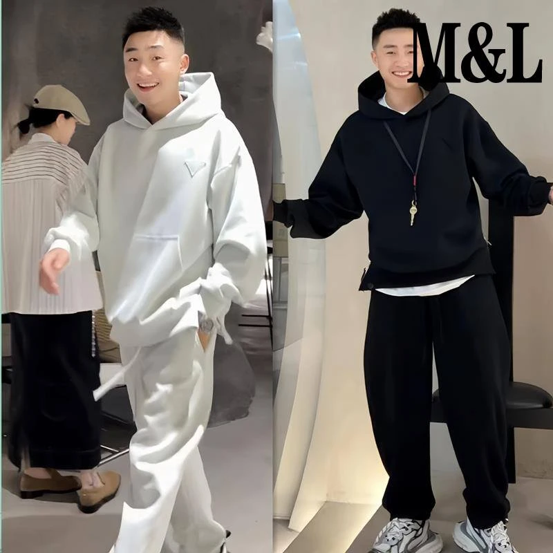 【澳门&专柜】秋冬新款男士潮牌三角标套装连帽卫衣高品质简约百搭