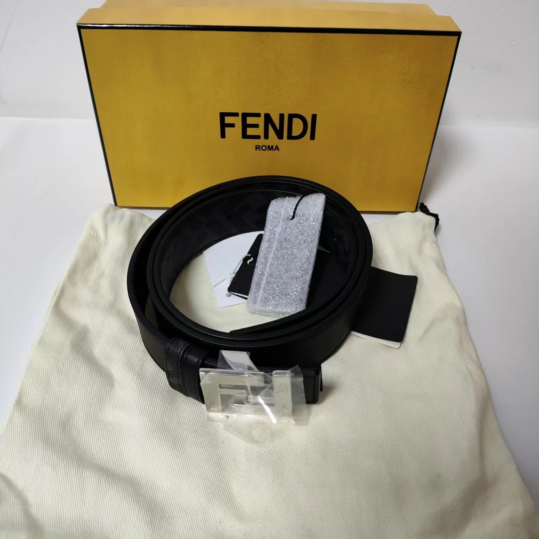 95新 FENDI/芬迪 麦殿/牛皮老花腰带长110银扣/250209LJJ9Z01