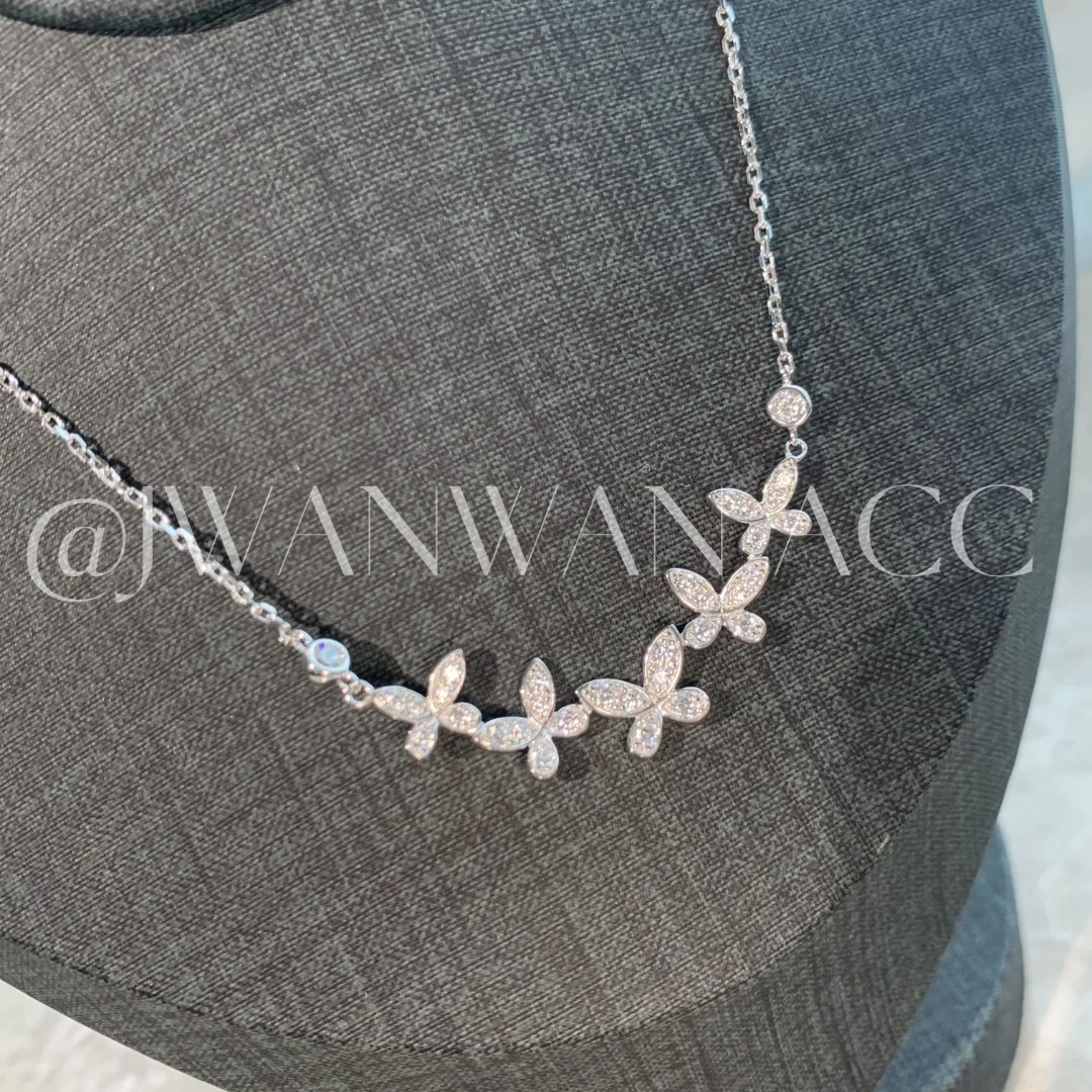 坠链均925银锆石 高定.多蝴蝶闪钻银项链11XL2805SY