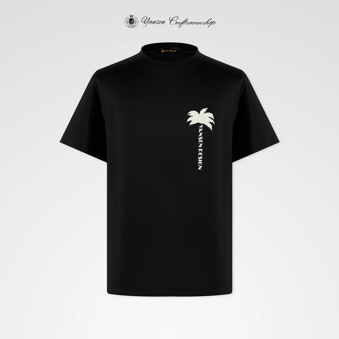 【黑标系列】简约天鹅绒工艺印花7A级物理抗菌面料圆领短袖T恤 Y040