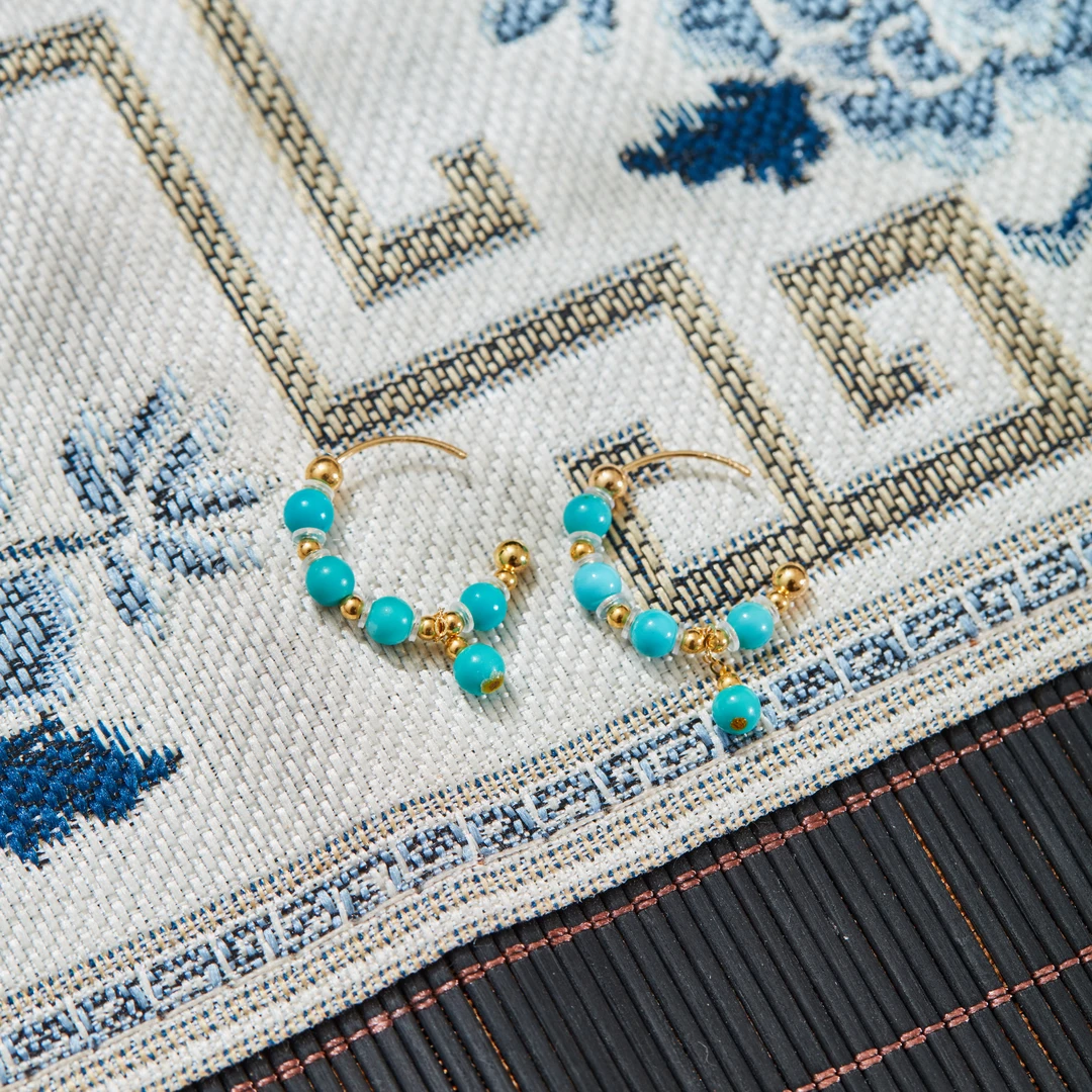 【云上雅岚】蓝织丨18K绿松耳环多样性发一件-XYGD9990004-D