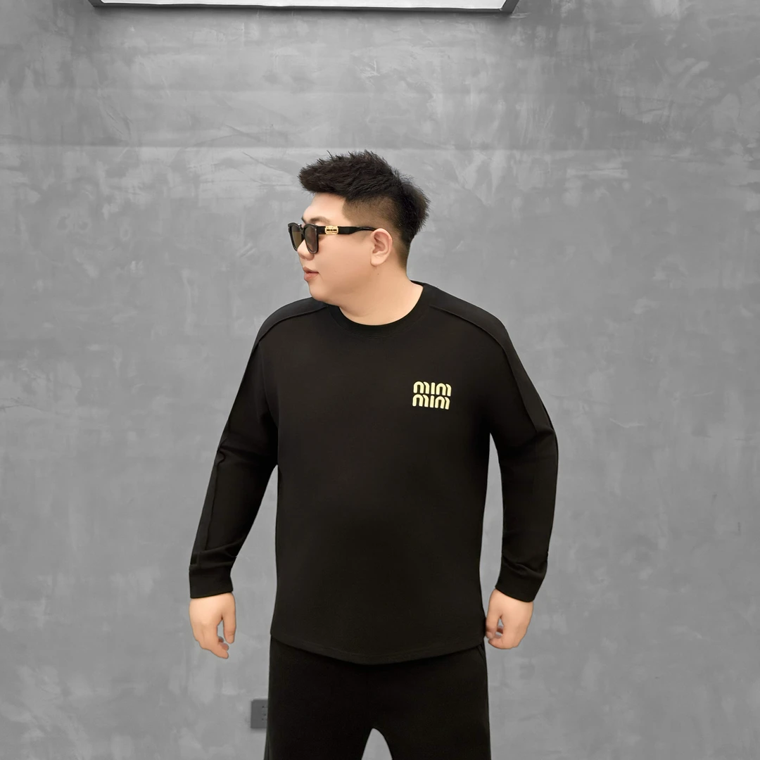 大码男装 秋季新款 双面绒 刺绣字母卫衣72698