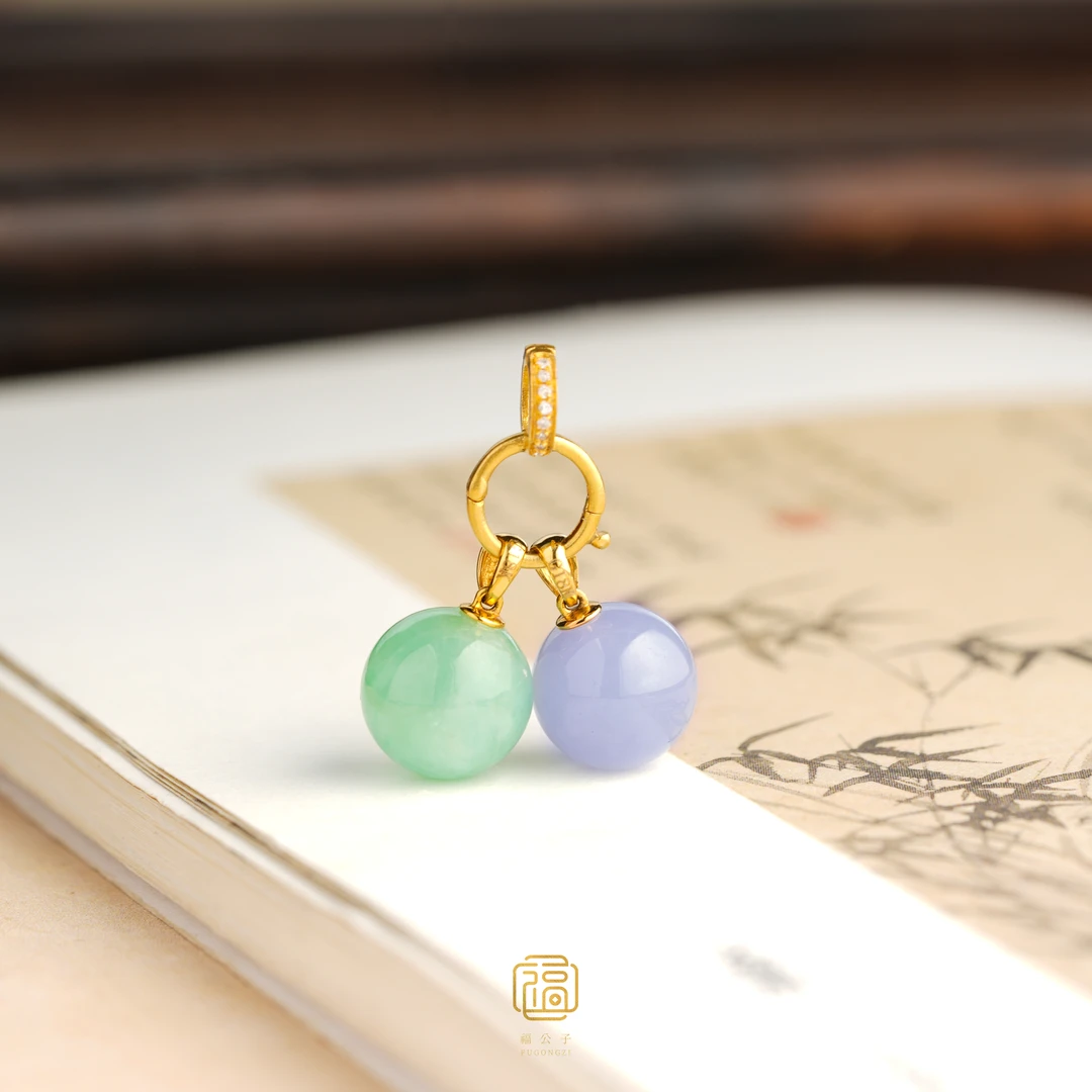 【福公子-晓晴甄选】翡翠双生花吊坠-多样性一件发货-KZG