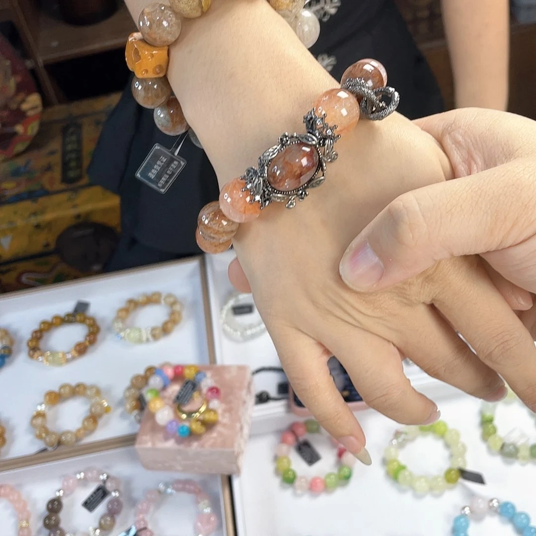 水晶手链银S925镀金镶嵌