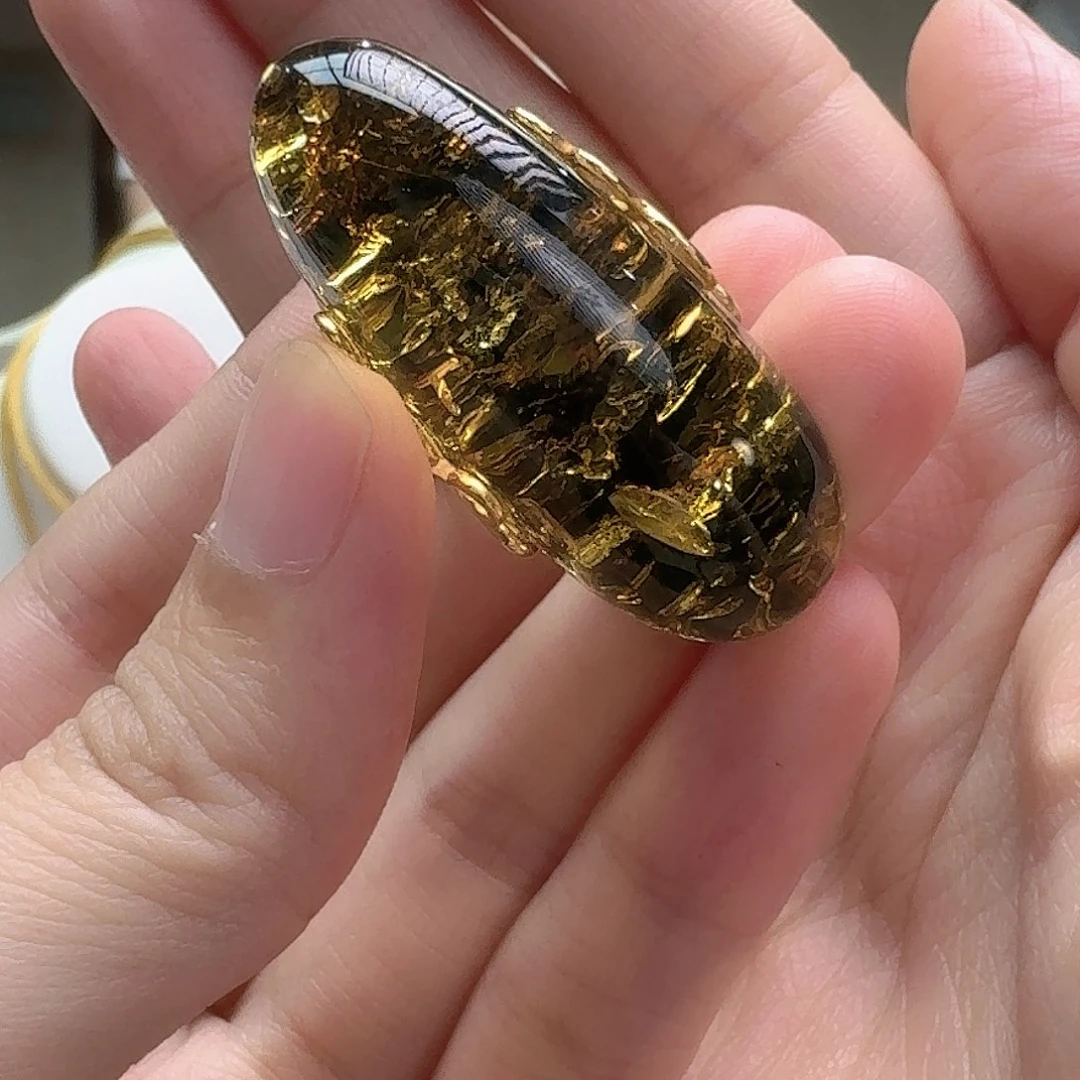 琥珀未镶嵌耳饰戒指