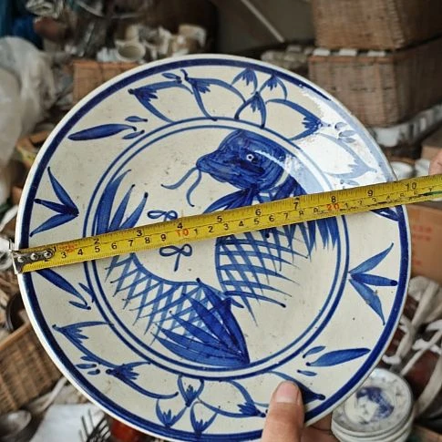 库存微瑕手绘盘子直径25厘米