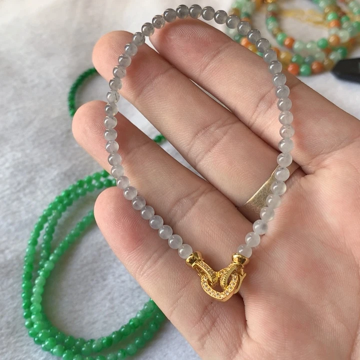 定制翡翠未镶嵌定制翡翠珠串冰乌鸡