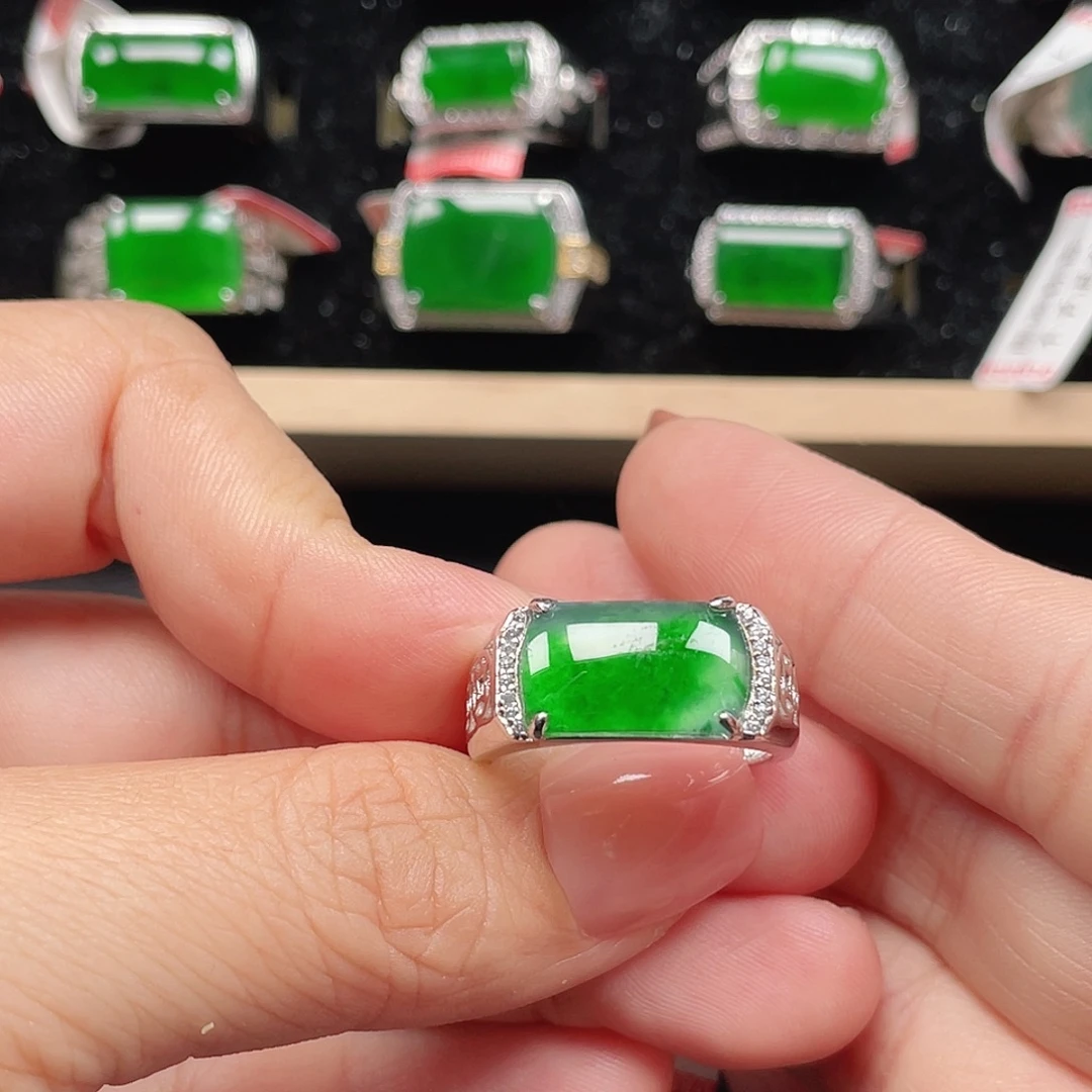 祥***师翡翠银S925镶嵌戒指编号4120没运费险