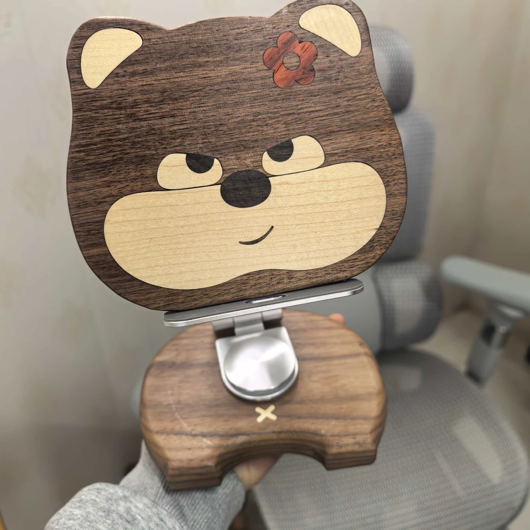 傲娇熊平板手机支架  手作摆件