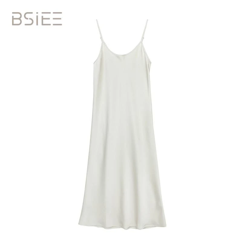 BSIEE/本涩简约吊带裙休闲百搭透气宽松中长款纯色气质时尚夏季