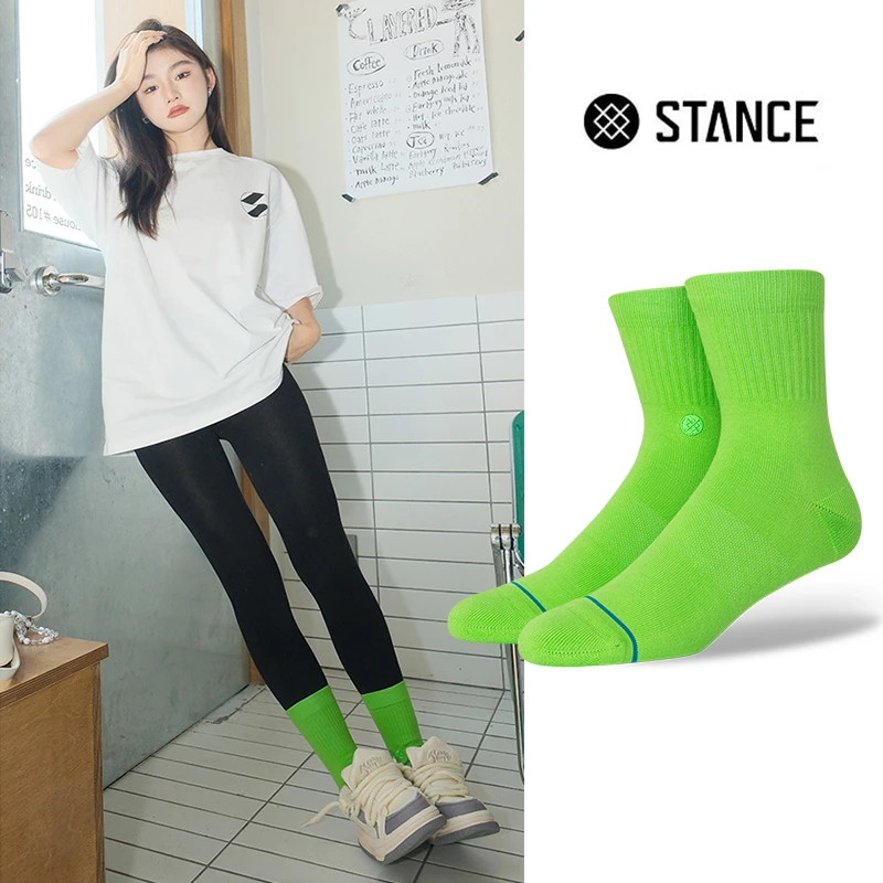 STANCE糖果色556中筒休闲男袜子防臭棉袜秋跑步运动女袜透气潮袜