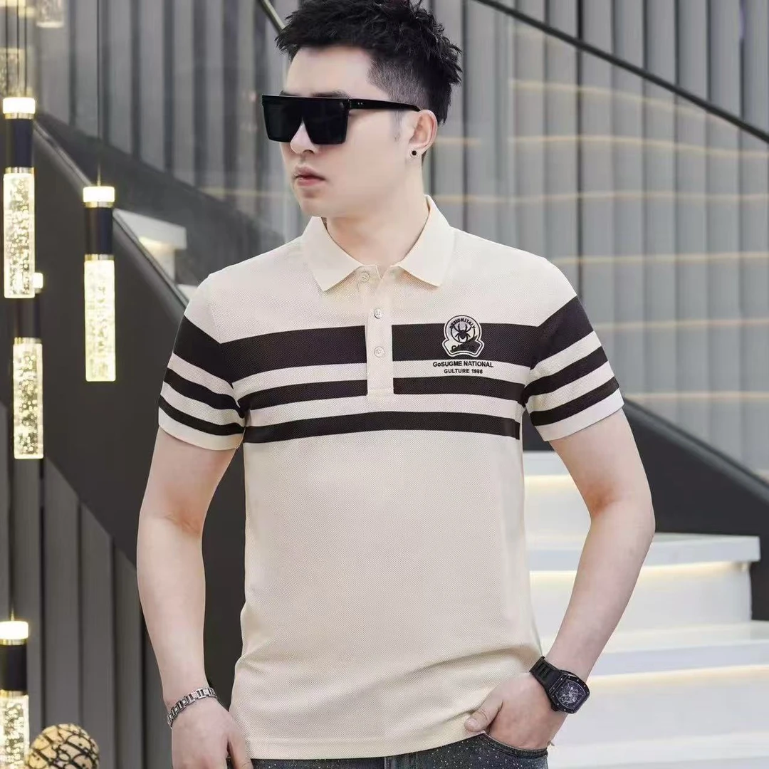 新款高端男士潮流百搭个性蜘蛛胸标休闲POLO衫25BGQ7009