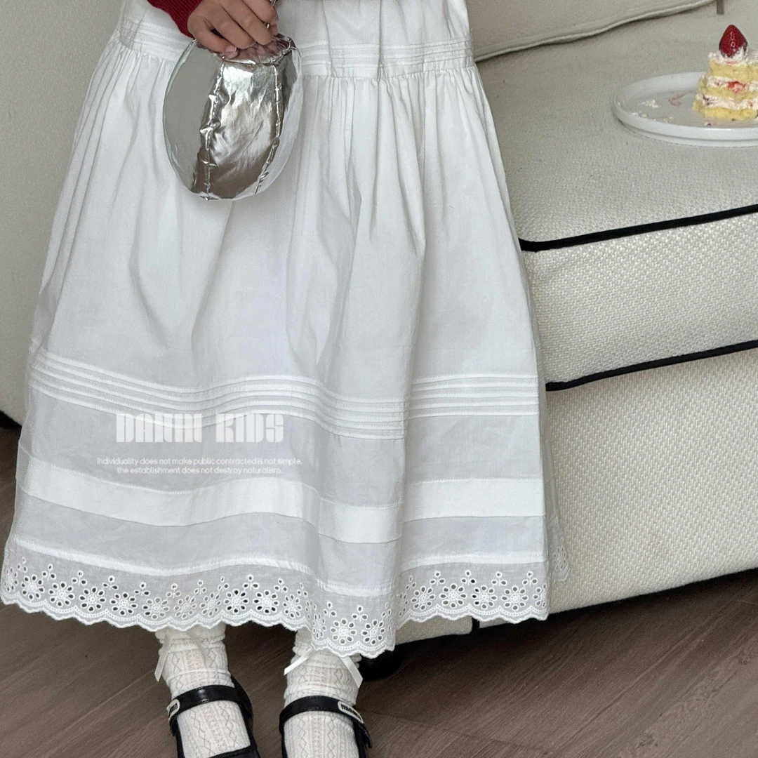 【嗒囜】女童韩版春款长裙洋气休闲半身裙儿童简约气质百搭纯色裙子