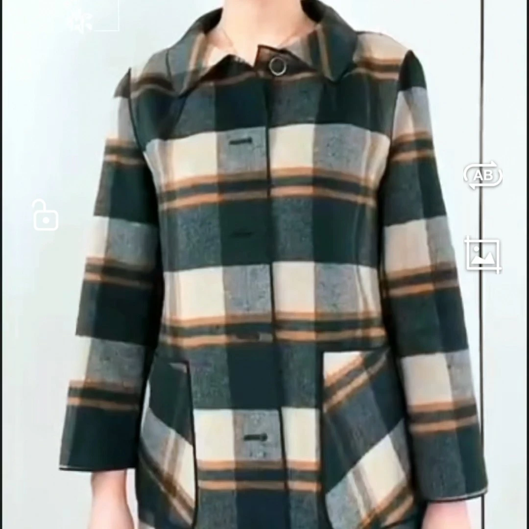 双面羊毛俩面穿中长款格子时尚显瘦秋冬外套