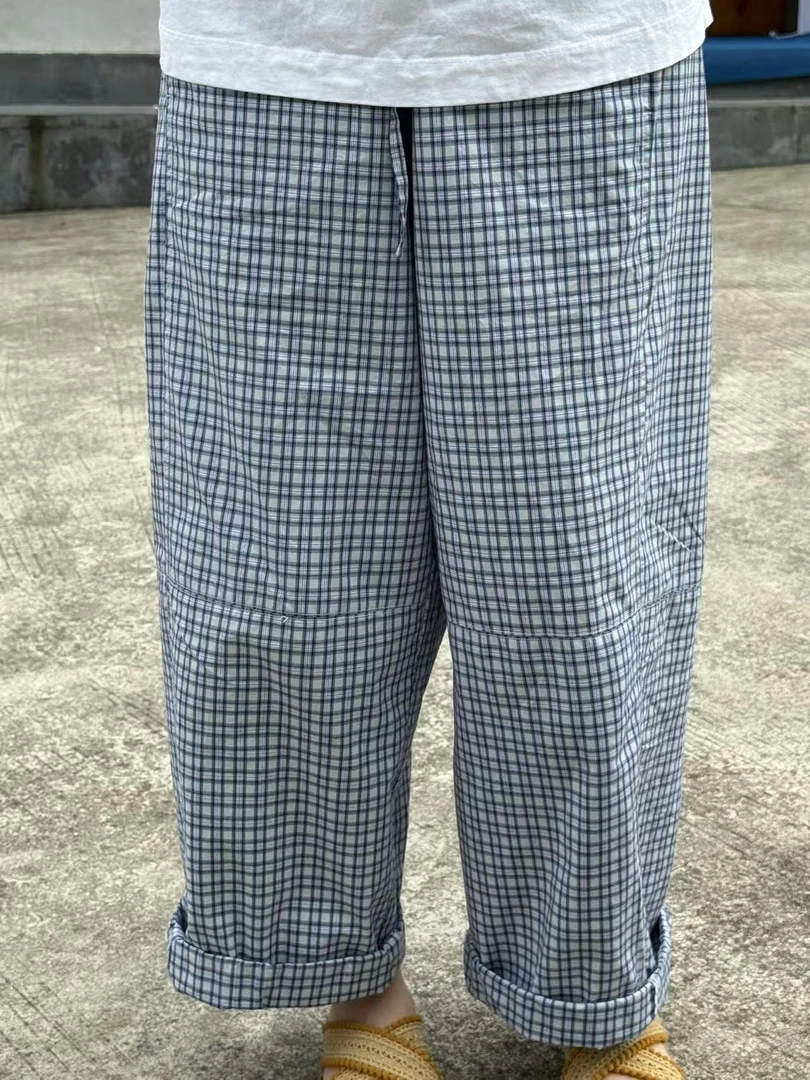 【慕懿时袋】格子休闲裤女2025年夏季新款宽松哈伦阔腿长裤