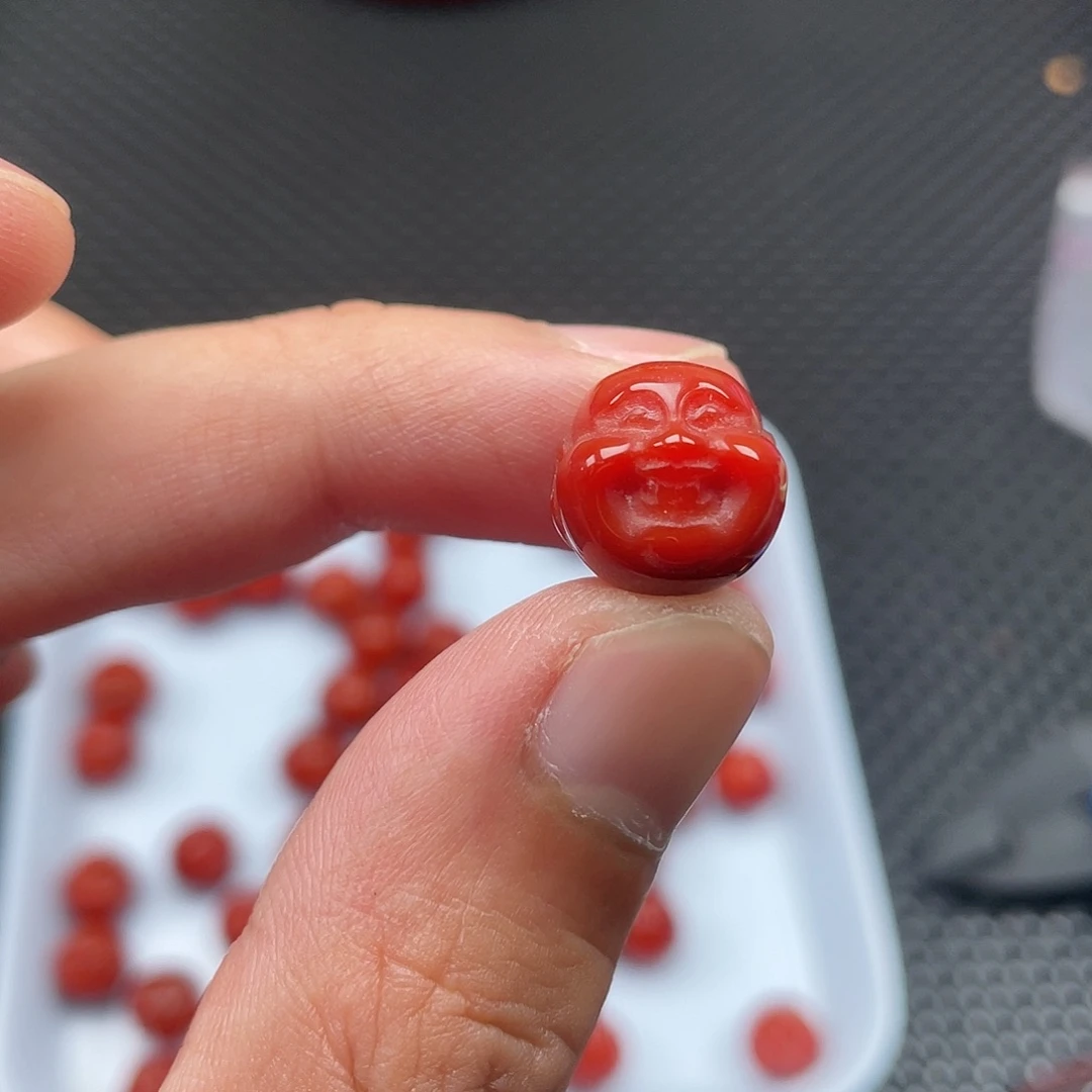 南红玛瑙13mm柿子红佛头一颗未镶嵌