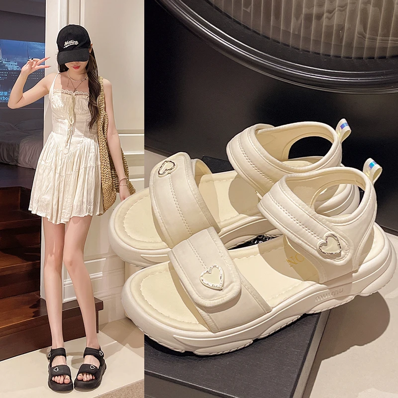 魔术贴运动凉鞋女款夏季2025年新款外穿百搭软底不累脚沙滩凉鞋子