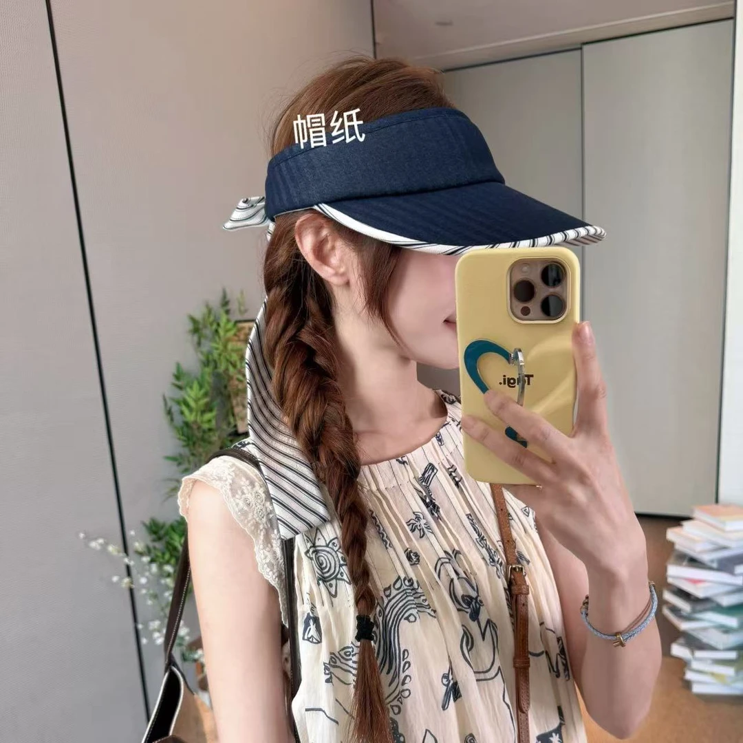 PCNY「条纹蝴蝶」不理理夏季新款小众女装时尚休闲空顶帽遮阳防晒帽