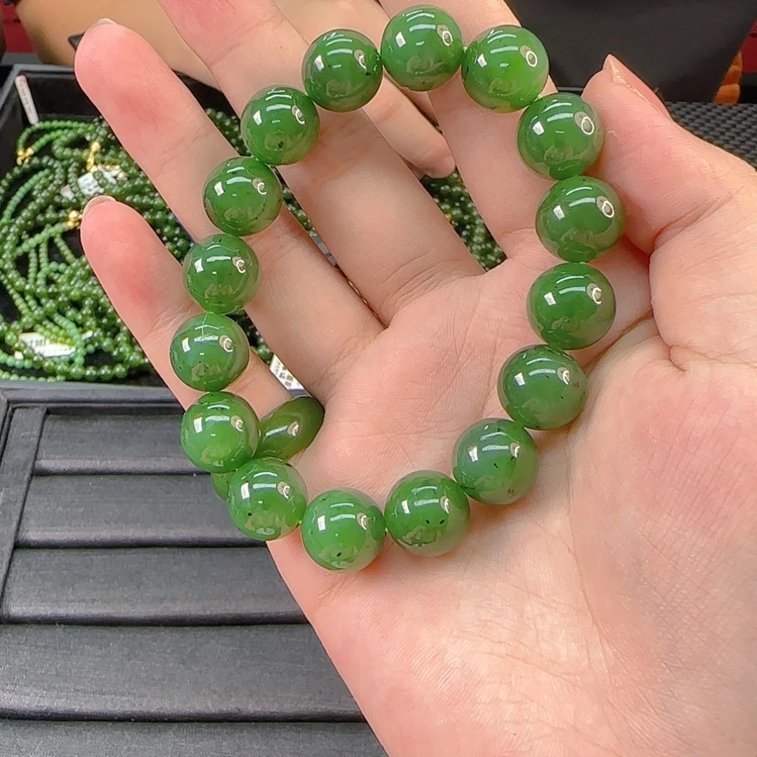 和田玉未镶嵌颈饰碧玉卡12.8手串