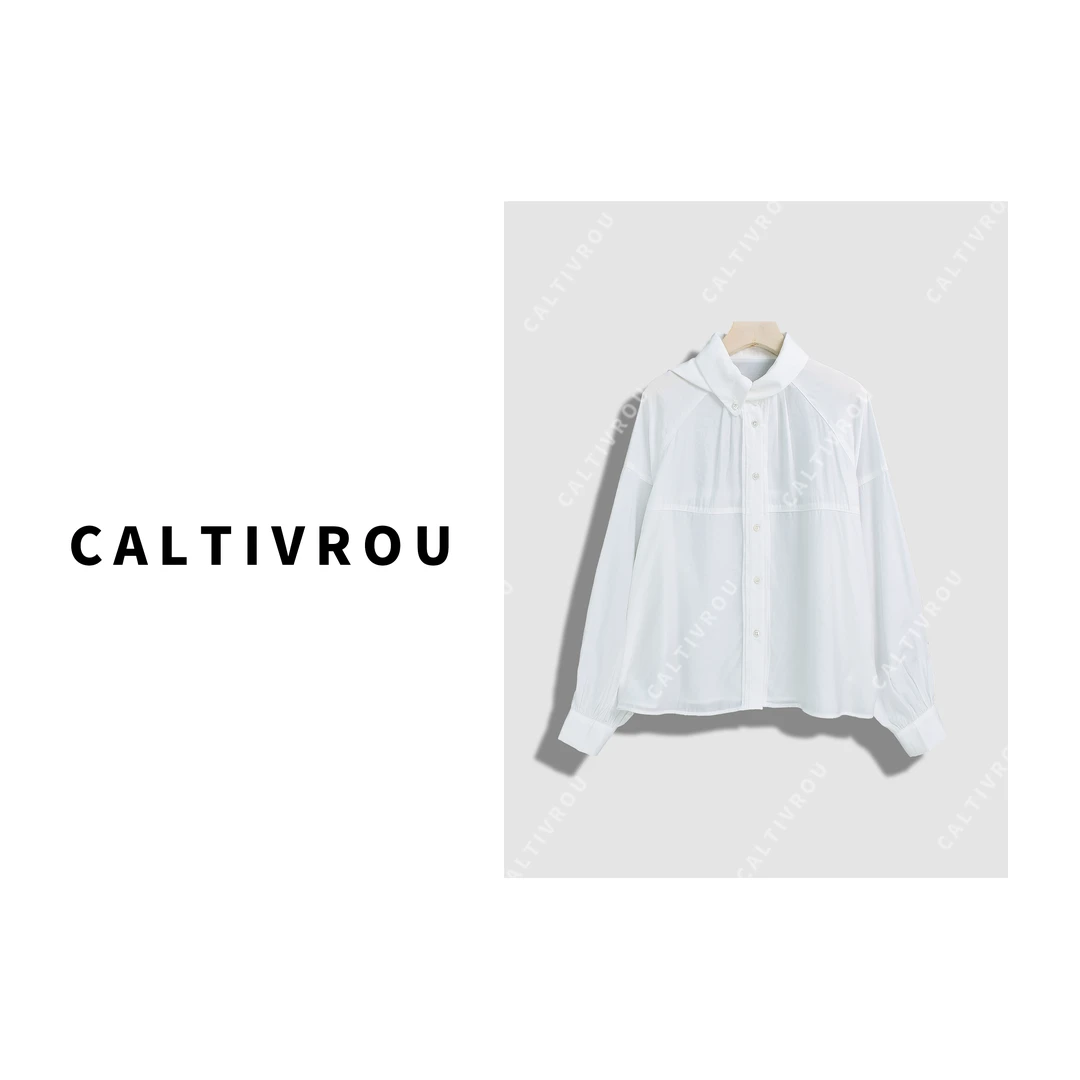 Caltivrou气质简约纯色翻领衬衫-Y15139