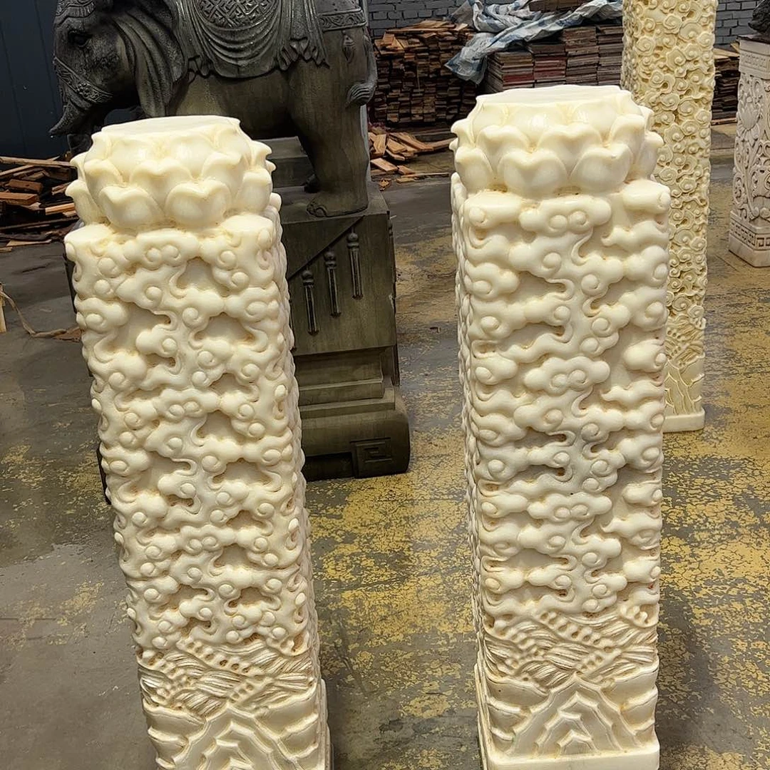 江***雨石材一对汉白玉石柱