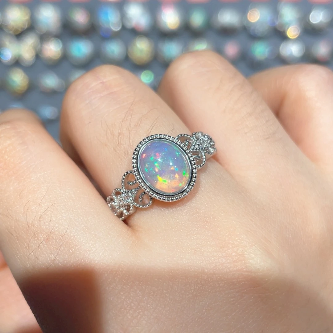 欧泊银S925镶嵌欧泊戒指