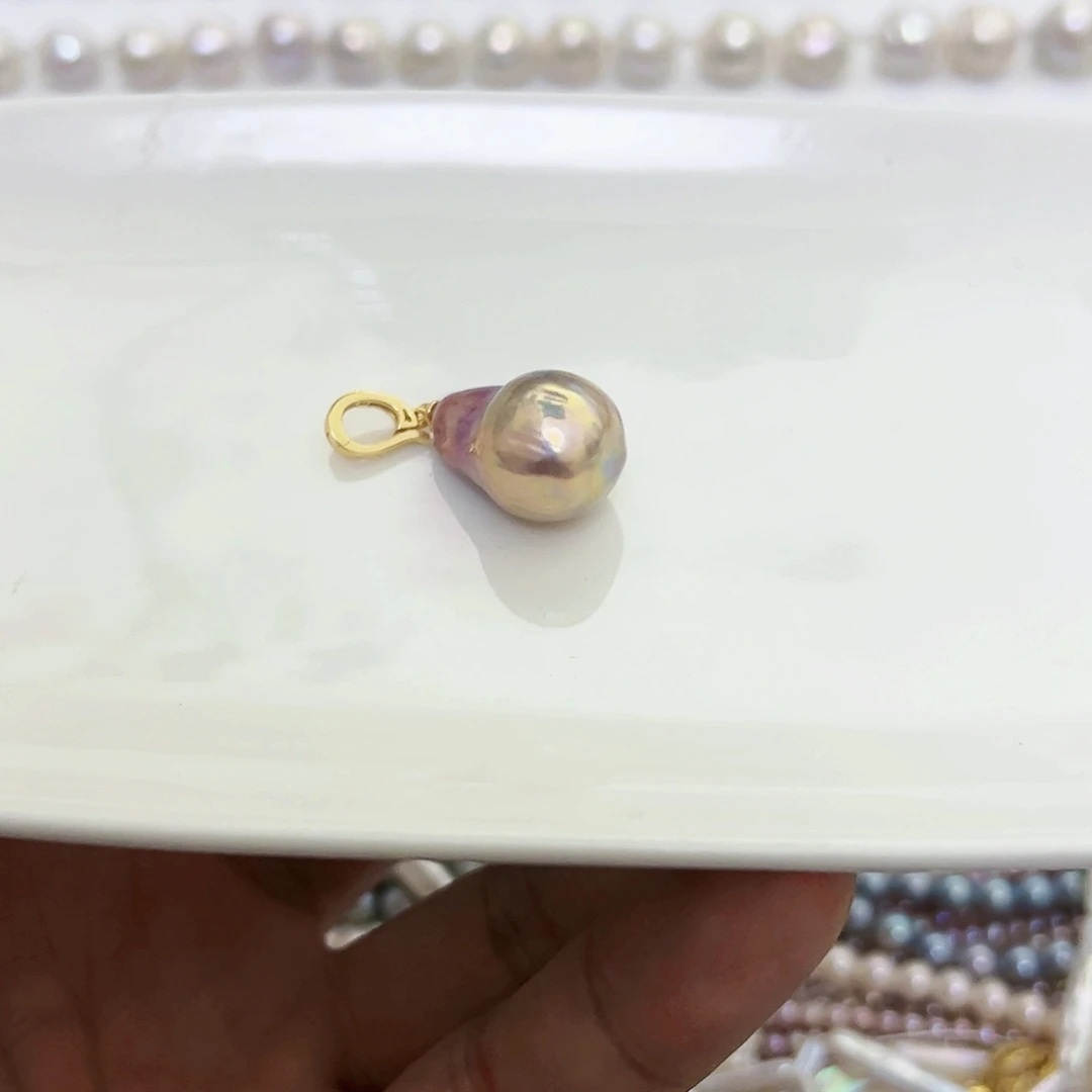 淡水珍珠吊坠(不含链)银S925镶嵌啊*