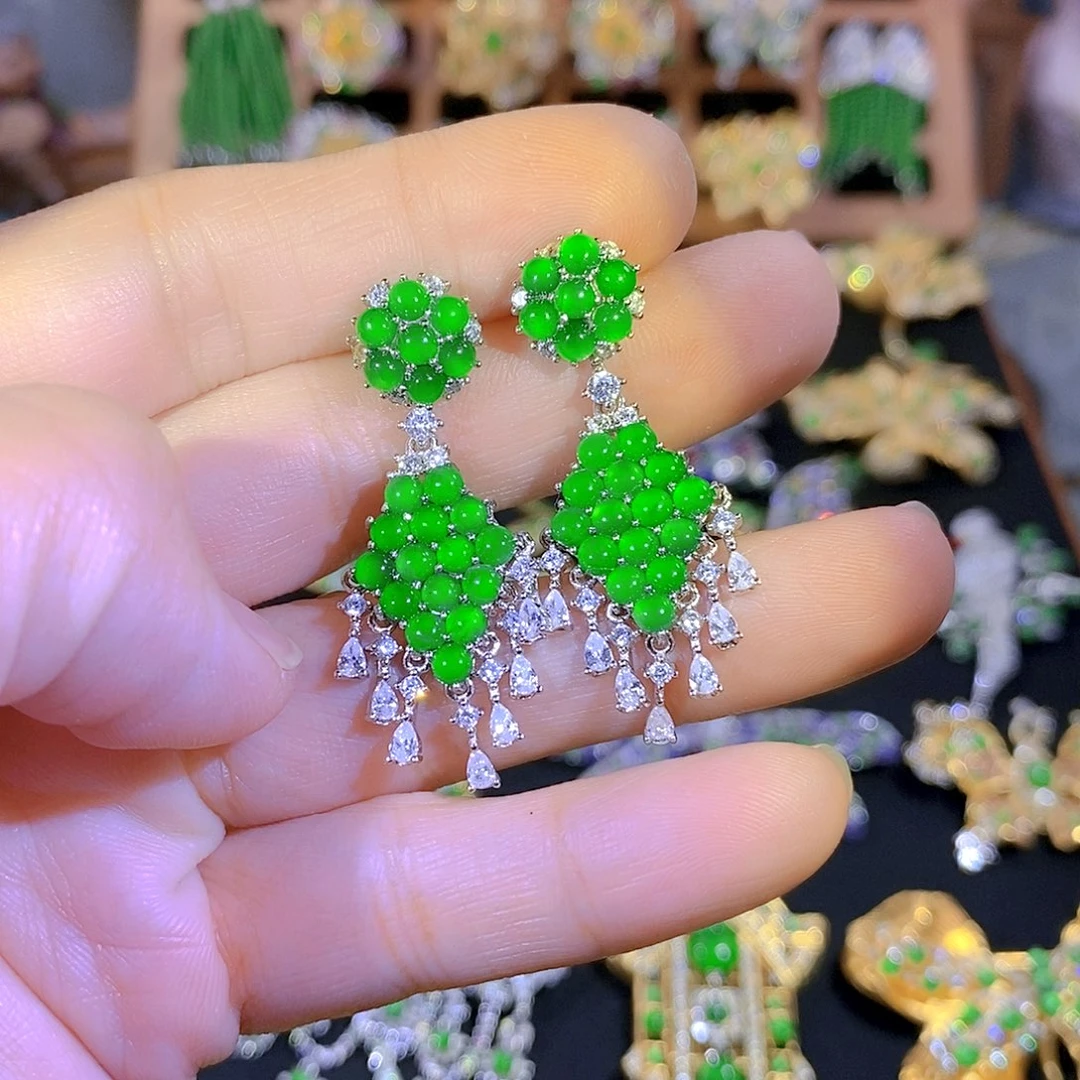 吊坠(不含链)银S925镶嵌翡翠