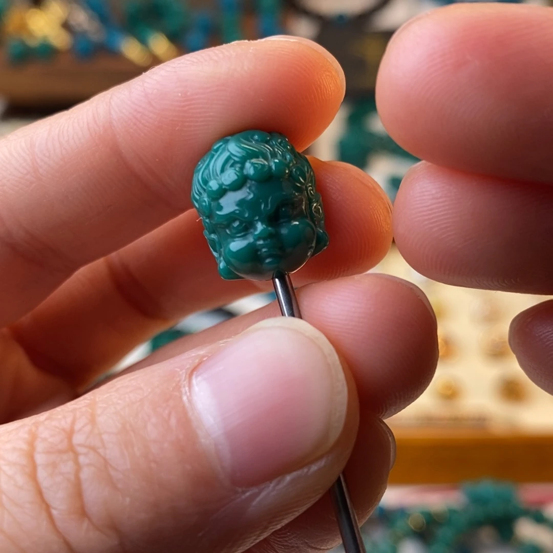 琉璃颈饰地狱色12mm不动明王1个