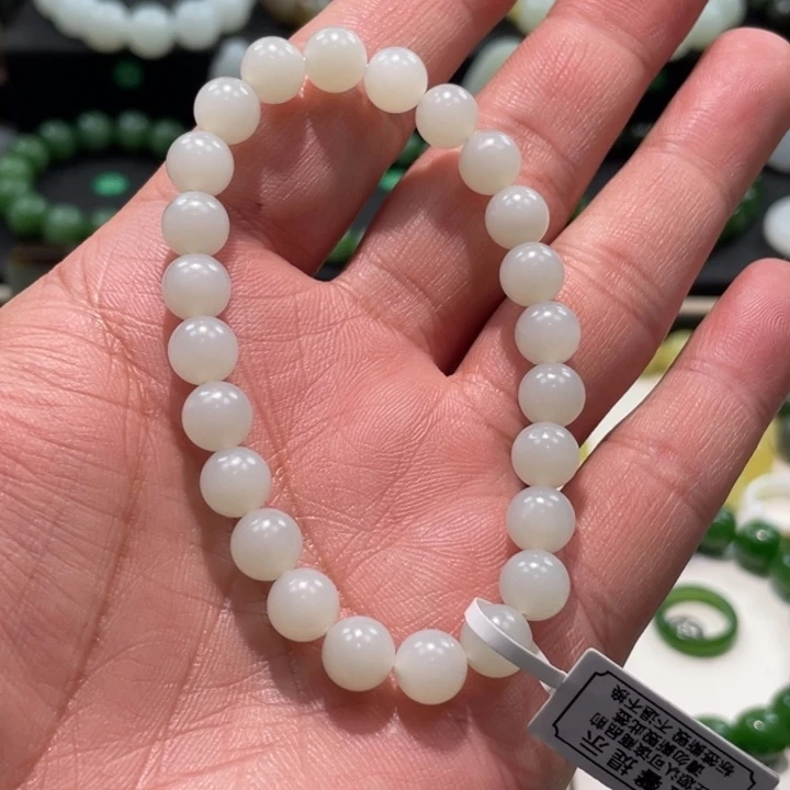 和田玉未镶嵌手串新疆米哒卡8柔光