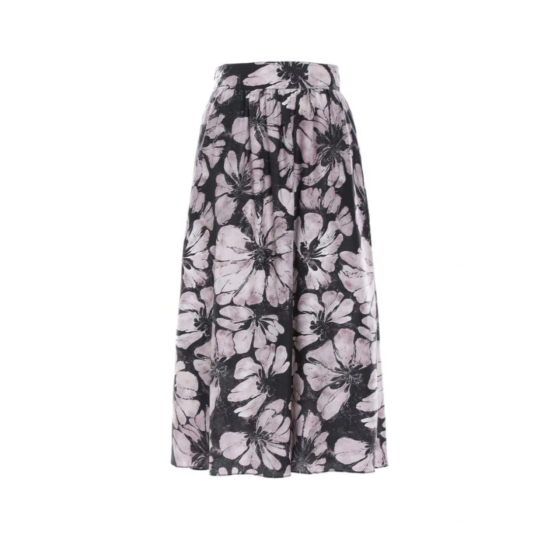 夏季新款2025时尚百搭气质静奢优雅舒适印花桑蚕丝半裙