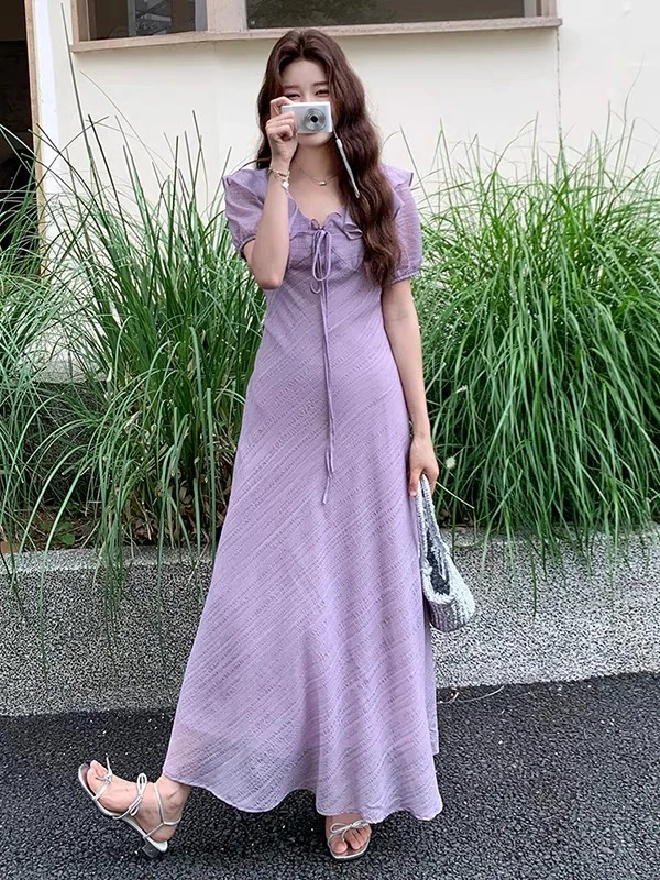 2025夏季新款气质温柔甜美风显瘦法式连衣裙高级感度假风长裙女