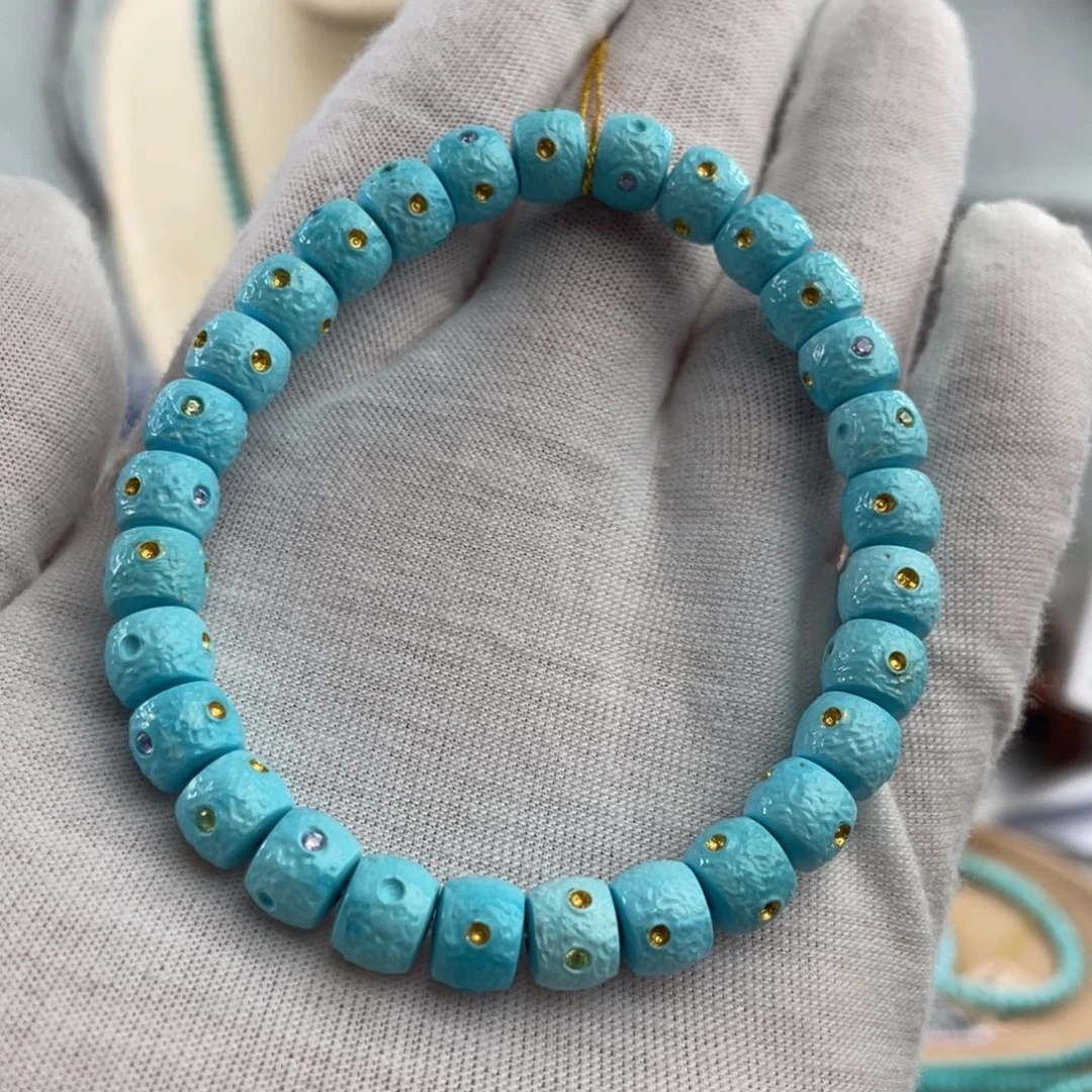 绿松石手链未镶嵌精品高瓷蓝星球直切卡8