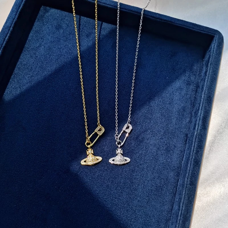 坠链均925银 土星别针项链星球纯银吊坠百搭叠戴情人节礼物送女友