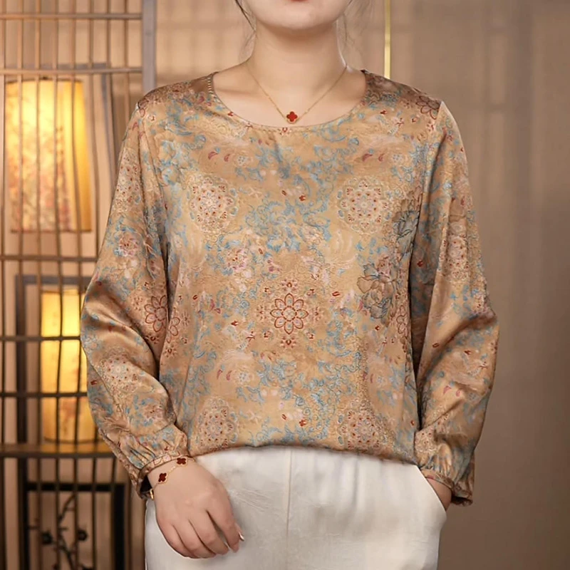 【157凤穿牡丹】2025年新款中式古典优雅妈妈衬衫