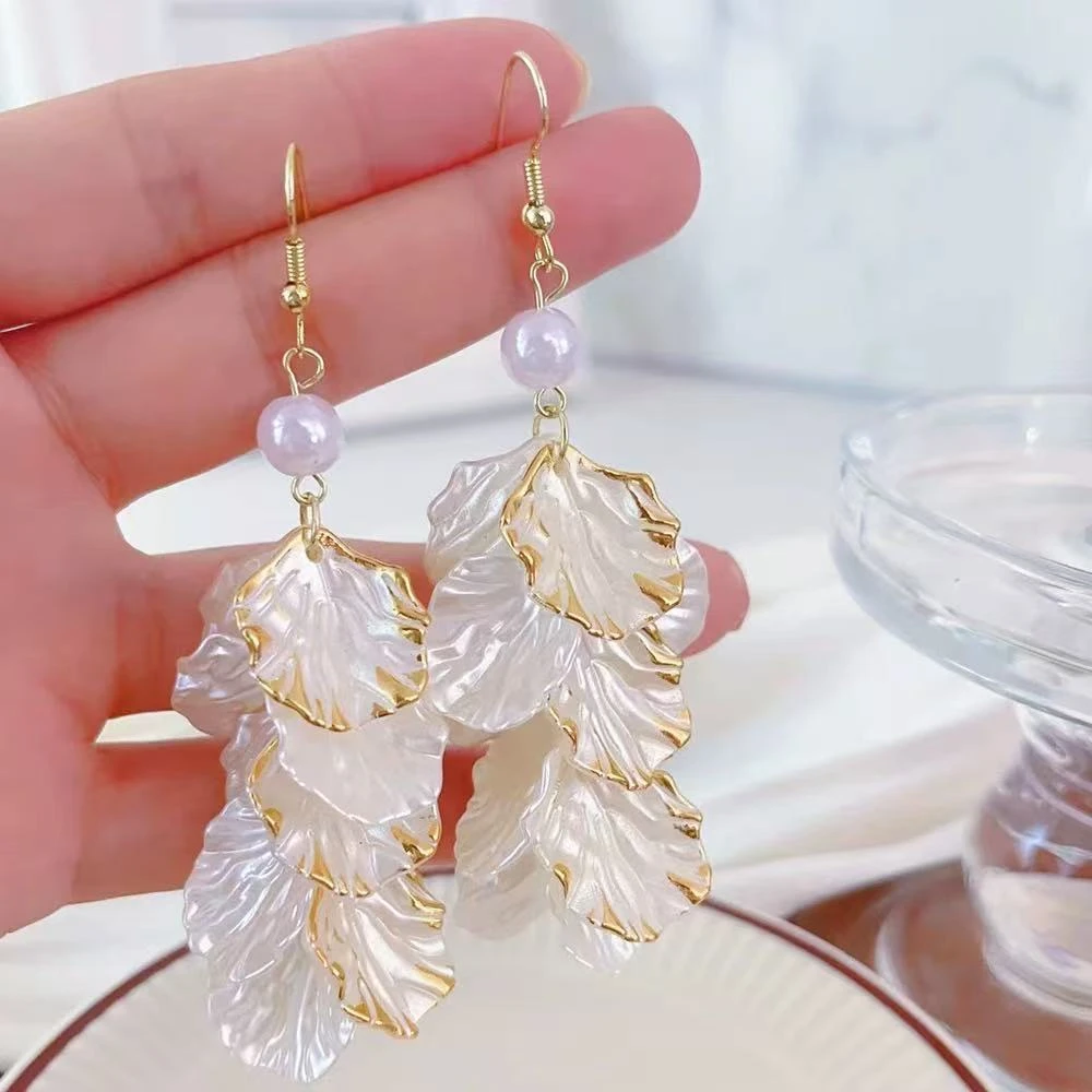 （白色瀑布）美到失语！银杏叶长流苏耳环 氛围感拉满