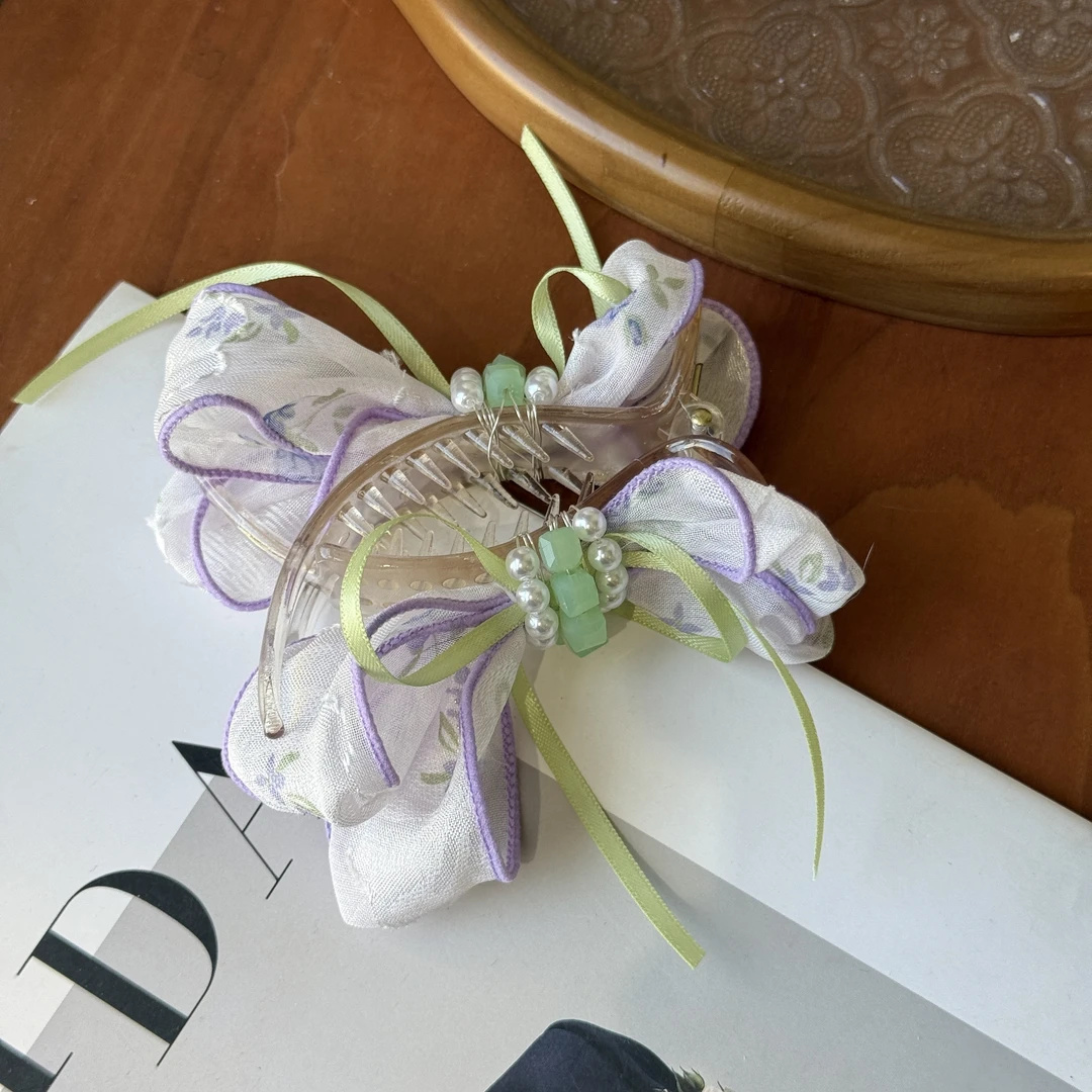 8792一边大一边小不对称蝴蝶结抓夹（手工微瑕介意勿拍）