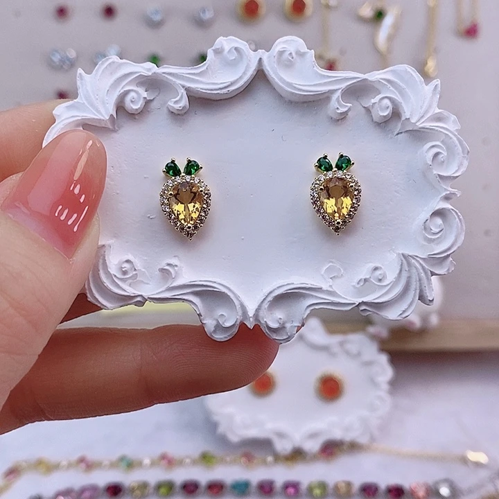 水晶耳饰银S925镶嵌耳饰