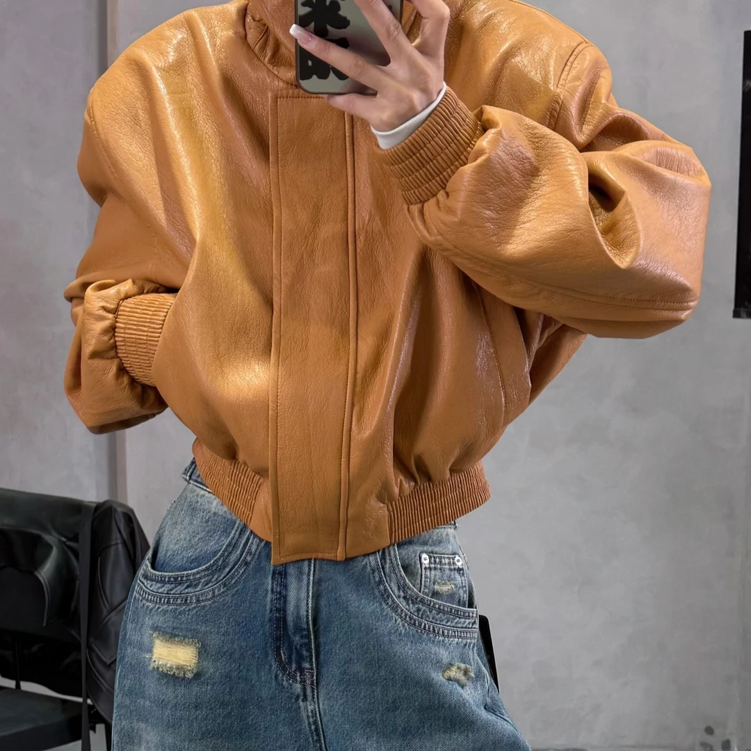 【大度原创】6516#韩式机车小众夹克机车皮衣外套