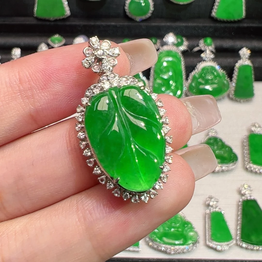 翡翠18K金镶嵌吊坠(不含链)