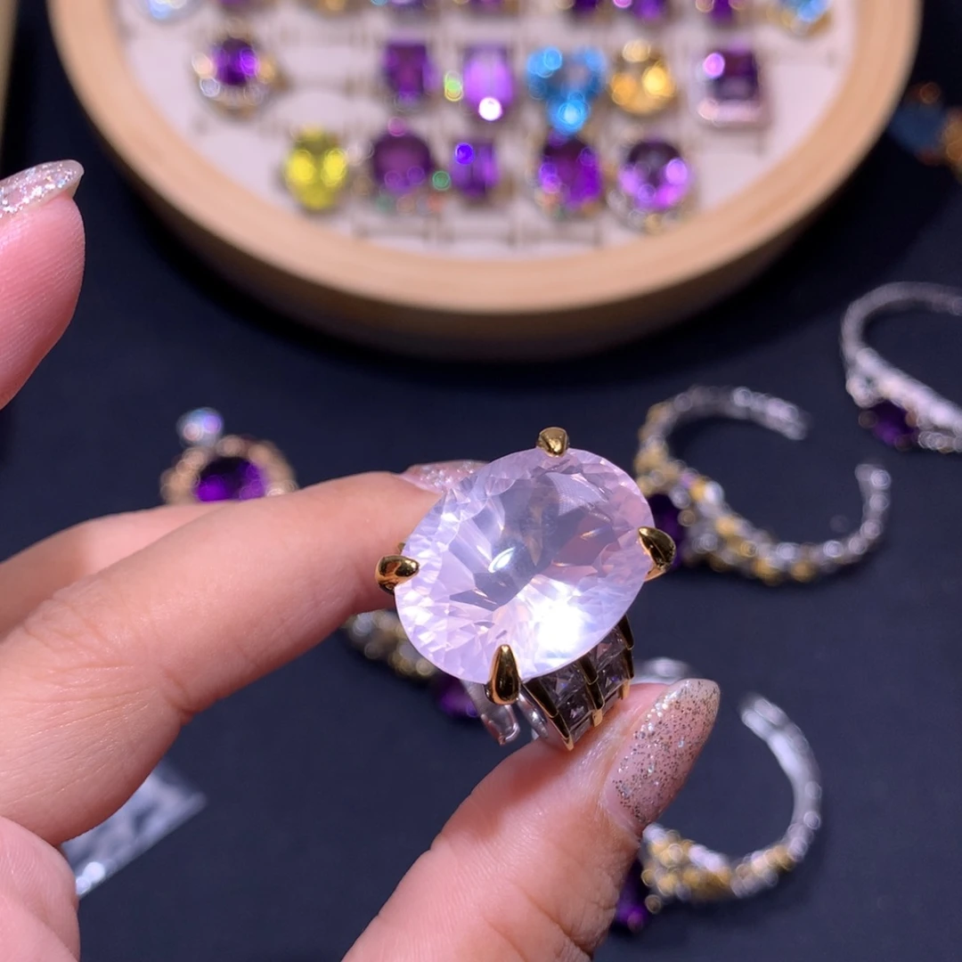 【闪购商品】银S925镶嵌戒指水晶p**o戒指