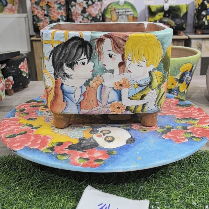 红泥花盆景德镇陶瓷