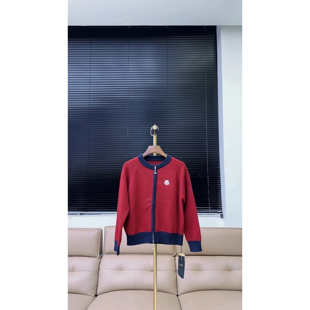 品牌原单MC&ME柔软软糯重磅克重羊毛开衫毛衣—红色—8088