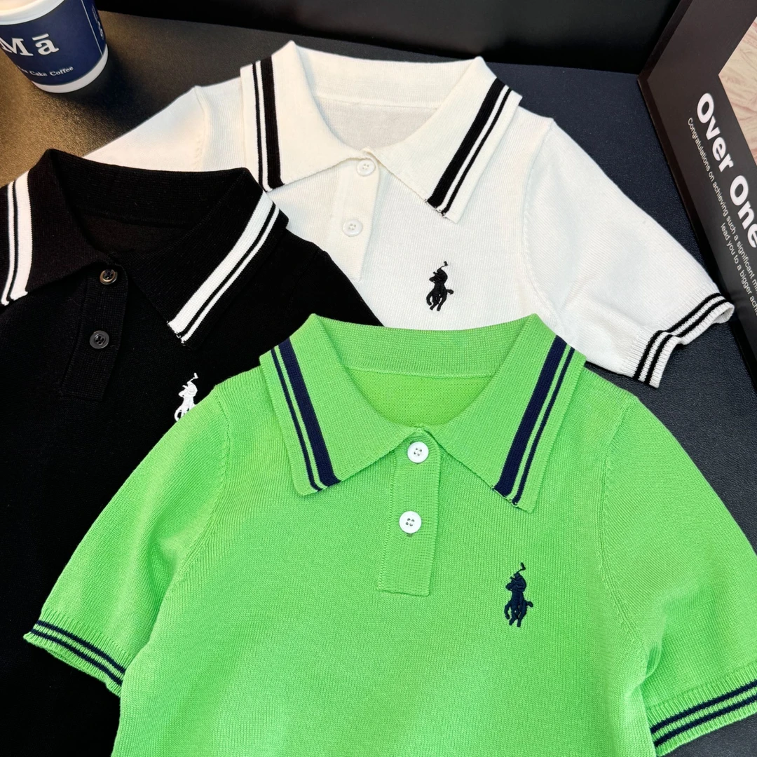 2025夏款新品洋气清爽针织儿童冰丝翻领条纹男童女童百搭POLO衫02