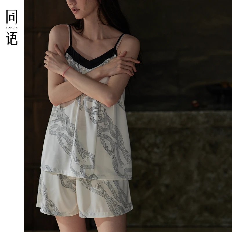 同语冰丝睡衣女款2025夏季新款吊带睡衣薄款凉感家居服夏天可外穿