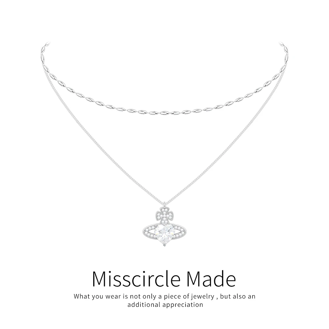 瑟可 铜合金项链 双层土星吊坠项链经典叠戴百搭轻奢气质小众1799