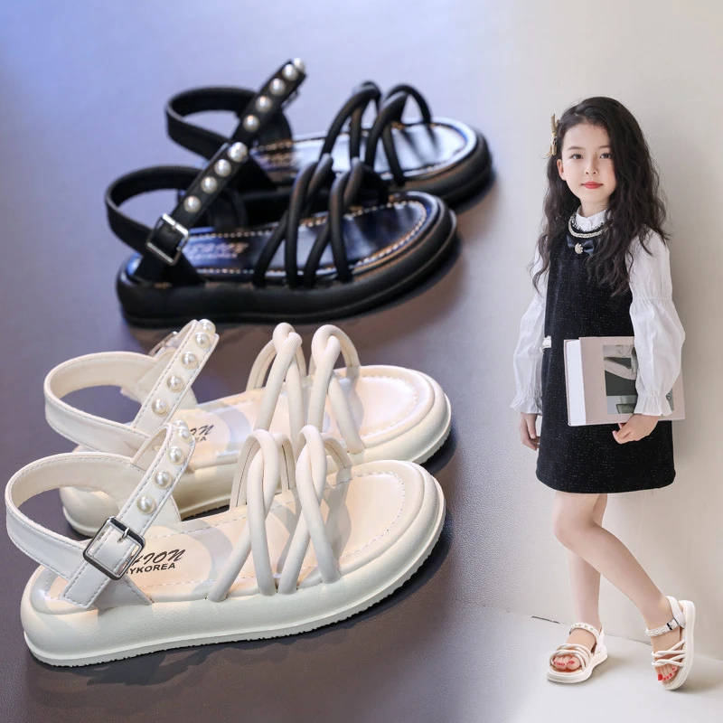 女童凉鞋夏季新款鞋百搭洋气公主鞋韩版软底中大童沙滩鞋黑色无否